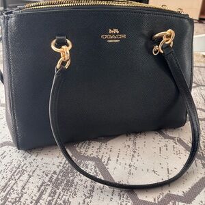 Coach Black Textured Shoulder Bag with Gold Accents